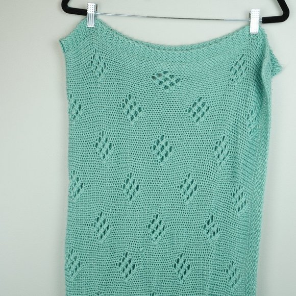 Handmade Green Diamond Knitted‎ Blanket Size 40x42 - Picture 1 of 6